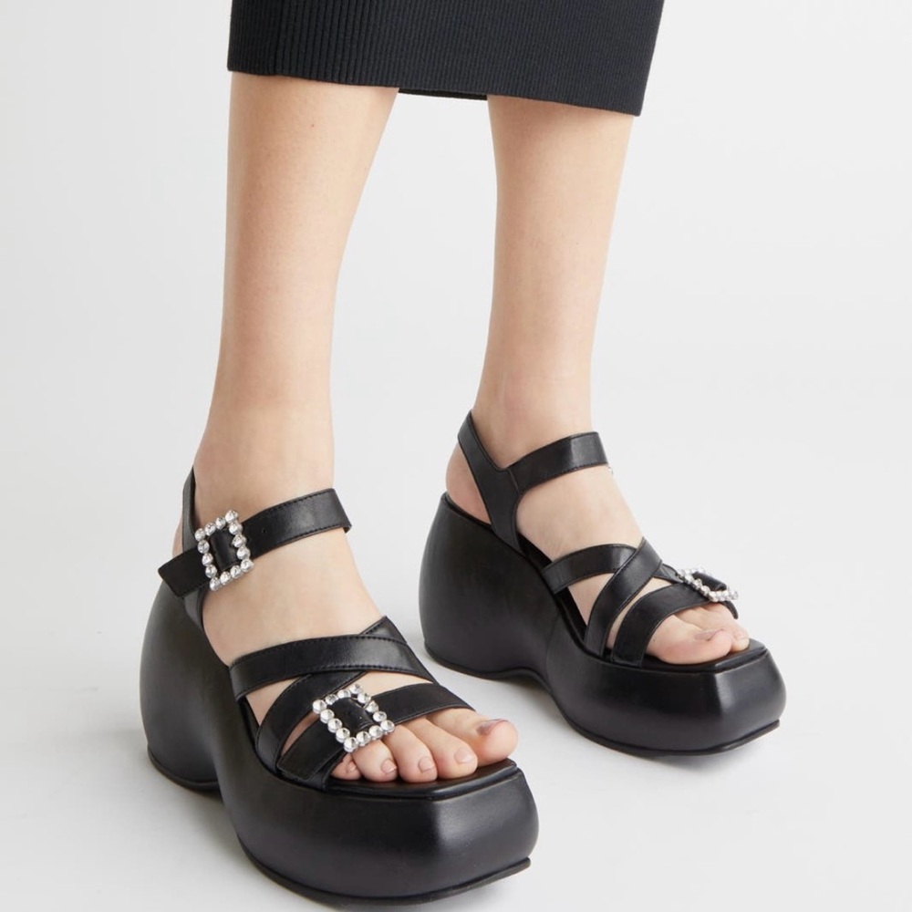 Price Firm - FREE PEOPLE Leather Platform Sandals